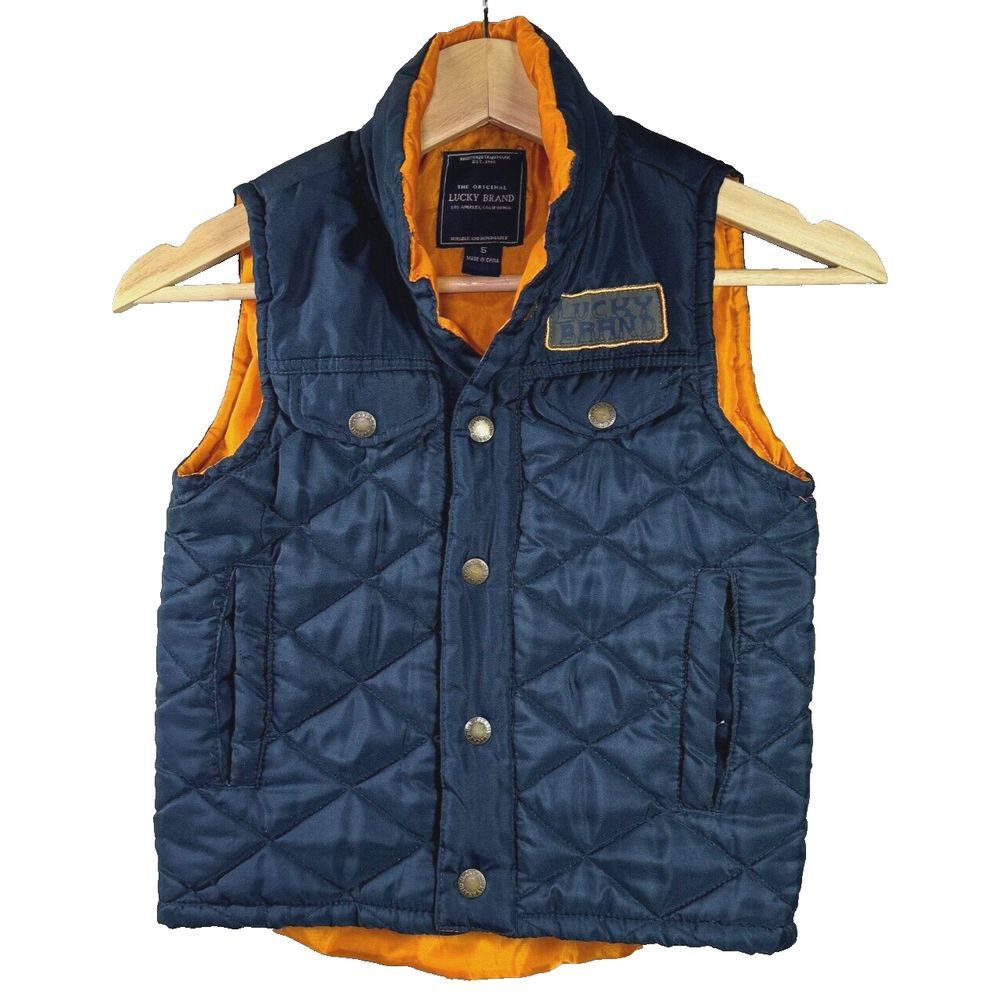 Lucky Brand Puffer Vest Boys 5 Ski Snowboard Diamond Quilt Golf Outdoors Moto